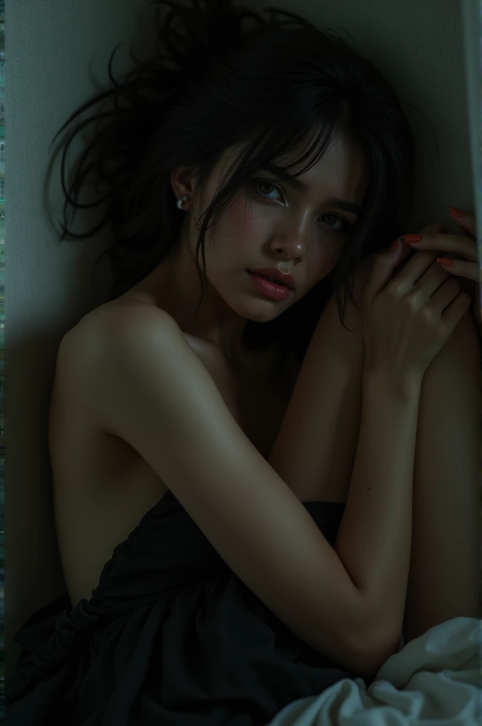 tshirts,エロ,female,Lo-Fi Illustration,Take your eyes off, no bra, ((tiny, slim, thin, slender)), black hair, show nipples,(best quality,4k,8k,highres,masterpiece:1.2),ultra-detailed,(realistic,photorealistic,photo-realistic:1.37),highly detailed, intricate, delicate, exquisite, sharp focus, vibrant colors, dramatic lighting, moody atmosphere, sensual, alluring, provocative