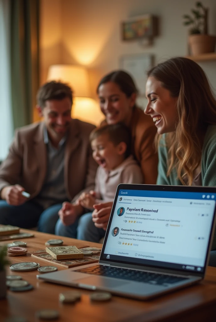 Generates an image of a table, In the center of the table there is a small city, Around the table there are people of different races laughing, One of them is dressed in white and has a magnifying glass in her hand.