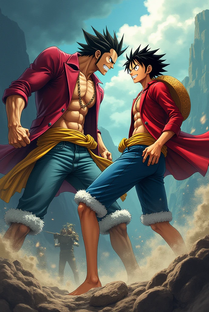 Create several images from the One Piece Bark thriller arc as well as landscapes and protagonists and villains from the 1970s dark fantasy style.