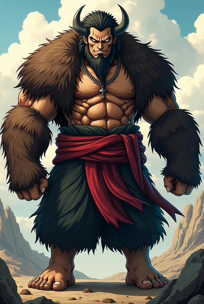 Anime, dwarf, muscular, long beard, elderly, topless, scars