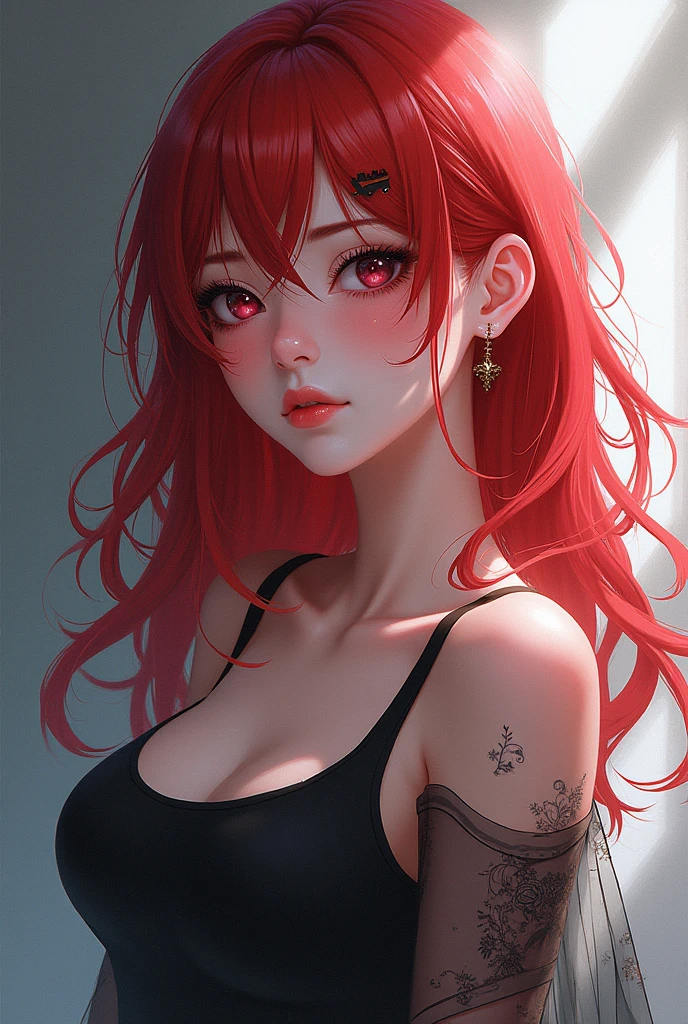  sexy red hair anime full body 