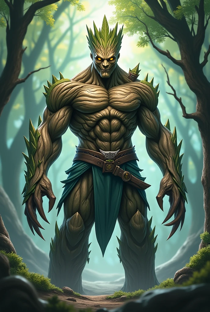 (1orc, solo, (standing on the ground, menacing) ), (orc is male nude, big dick, bald, muscular, (detailed eyes, face)),  (background, dense enchanted forest, flowers), (full body),  (detail):1.1