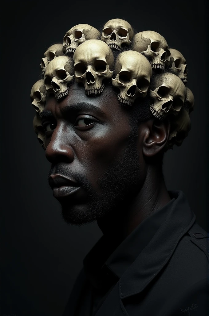 A photo of the character dressed in a dramatic Shakespearean costume, holding a skull prop and reciting a powerful monologue on the grand Shakespearean theater stage.,original,He is a black man with a large Afro. He likes to wear gray sweatpants and no shirt. , male