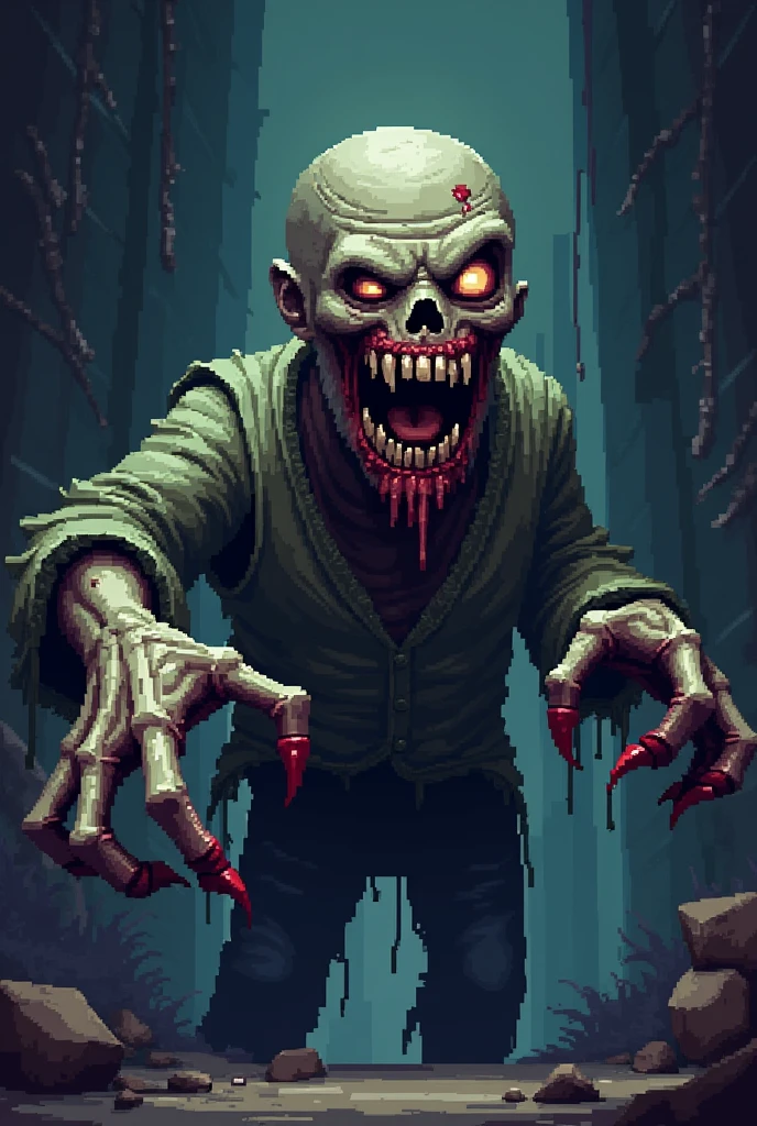 Make me a full body zombie from the front in cartoon style but gore