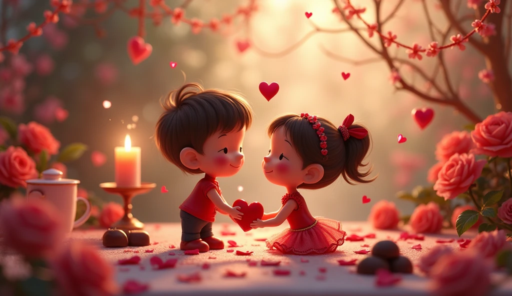 Create 3d animation style **पजल की खोज:** एक युवा प्रेमी ने अपनी प्रेमिका के लिए एक विशेष पजल तैयार किया जिसमें हर एक टुकड़ा उनके रिश्ते के महत्वपूर्ण क्षणों को दर्शाता है। पजल को पूरा करने पर एक सन्देश प्रकट होता है जो उनके रिश्ते का भविष्य तय करता है।