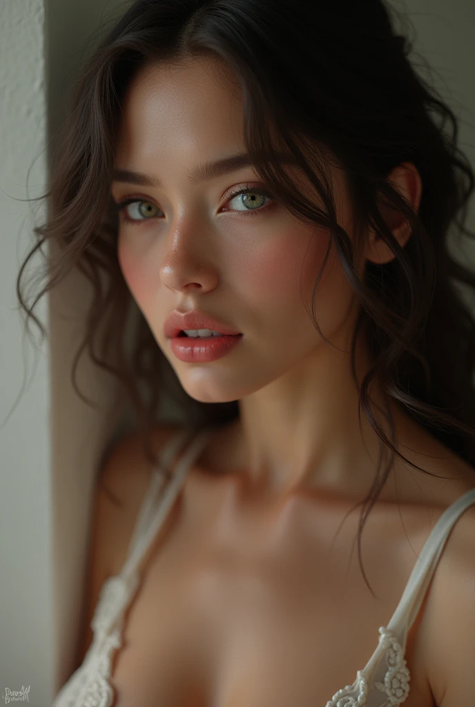 A girl Having a build or slender figure might be proportionate, with a focus on her eyes bright, expressive, and Her hair might be dark or have a reddish tint and having a graceful or artistic way of moving with a sense of elegance and poise