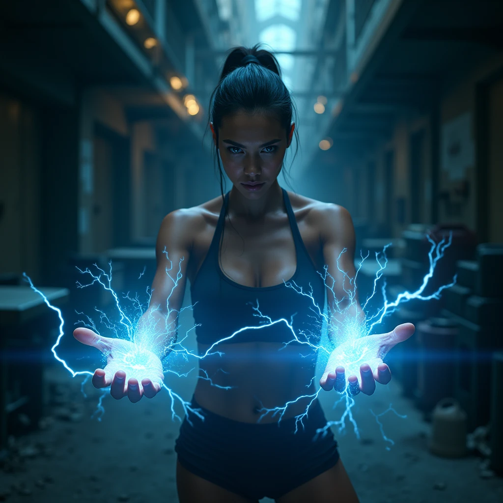 Create the image of an 18-year-old, using your electrokinesis powers