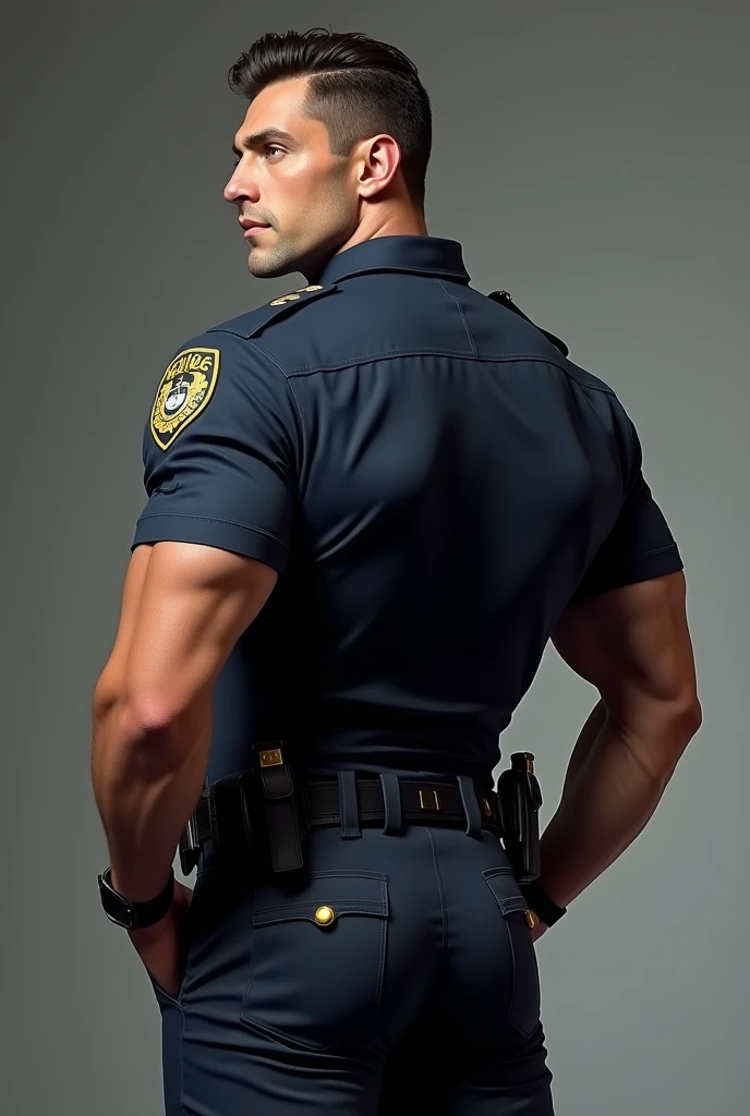 Handsome and strong police man