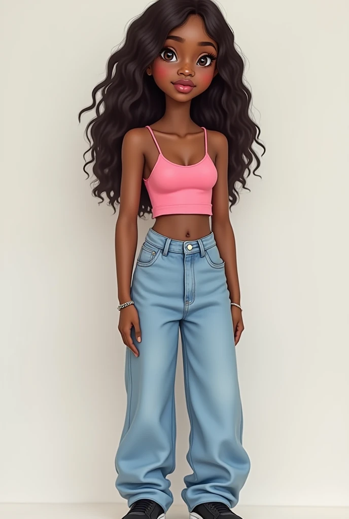 8k,4k,((Best quality, masterpiece, ultra high resolution)),((full body, by pixelsketcher)), <lora:KatieV2:0.7>,KatieV2,black hair, dark skin,lipstick, short hair,makeup,hair bobbles, earrings, short shorts, hair ornament, twintails, black eyes,shorts,pink shorts, sandals,midriff, navel, bare shoulders, short twintails,jewelry,striped shirt,shirt,white background,,human