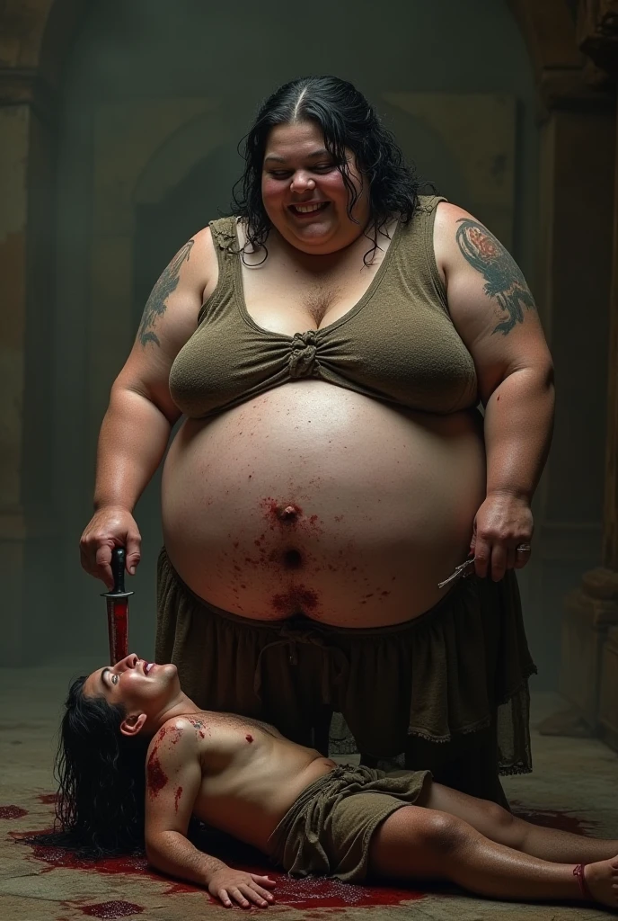 The picture shows one naked extreme morbidly obese gypsy woman with a zombie-like appearance, Under heavy drugs, Serious mental illness written on her face, Showing her pussy, Skinny body, prominent veins on her neck legs and hands, Sad, Sprayed with man's sperm on pussy, Less than four percent subcutaneous fat, Beautiful open pussy, Realistic pussy, Post-apocalyptic world, Shines on the pussy, Only one woman in the picture, Ugly environment, Ugly scenery, Abandoned well-equipped operating theater circa 1920, Ruined room, Woman looking at camera, Woman in center of picture, Realistic, Spread legs, Beautifull wet pussy, Extra thin legs