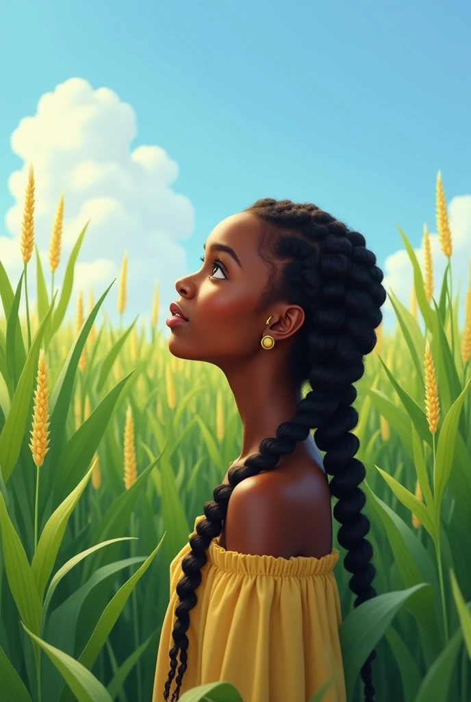 1girl, dark skin, brown eyes, long black dreadlocks, flowing hair, wind, best quality, masterpiece, <lora:HairFlowIllustrious:0.7>