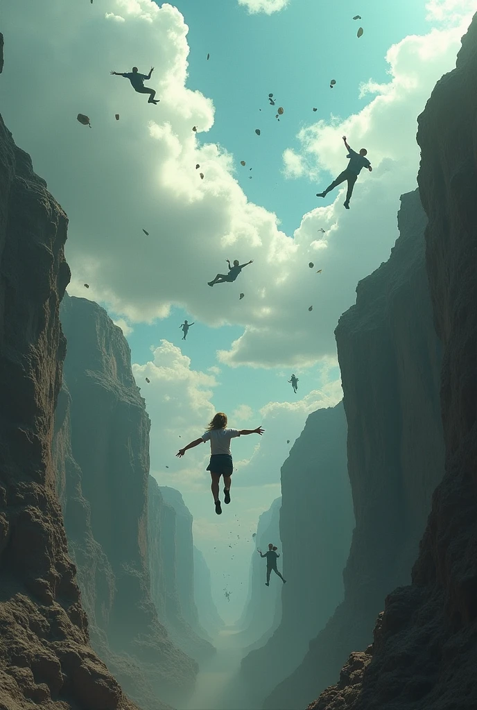 Poster style of The 100 series with people falling from the sky, The 100, people falling into the sky, Horizonte bonito