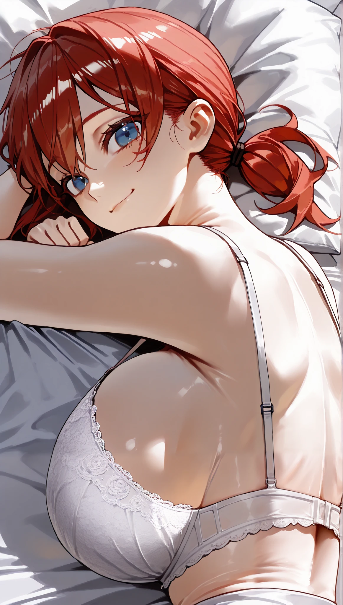 score_9_up, score_8_up, score_7_up, head to knee view, Gwendolyn_Tennyson, with medium breast breast, lean body, wearing camisole and panty, eyes closed sleeping on bed, sleeping position, asleep