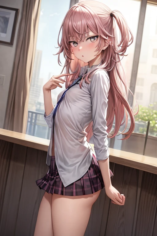 (masterpiece, best quality:1.2), 1girl, solo,standing_split,
yuuki mikan, long hair,black sleeveless short vest,pink skirt,black