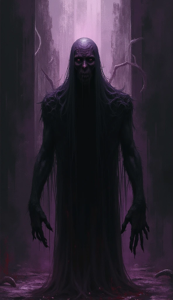 Instead of constant physical fitness, Umbrafex is an entity with a silhouette that seems constantly in flux., changing shape and size. His appearance is reminiscent of a humanoid being wrapped in a cloak of living shadows that swirl around him..
bright Eyes: In the midst of the darkness that surrounds him, Two eyes glow brightly in shades of violet or dark red, radiating a light that seems to penetrate the souls of those who look at it.
Undefined Appearance: Sometimes, His body seems to fade into the mist, only visible in dim flashes of light. It has elongated limbs that look like they are made of smoke and its face is partially covered by a veil of shadows., letting only his eyes be seen.
Aura of Silence: His presence muffles the sounds around him, creating a bubble of eerie silence wherever it is. This gives you a tactical advantage., since their movements make no noise and their voice resonates in whispers that seem to come from everywhere