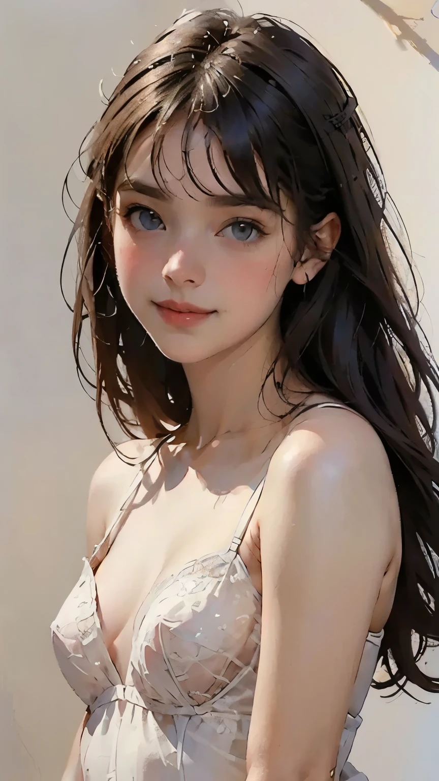Portrait of a beautiful elegant blond woman,   Full Body Portrait 、   romantic atmosphere {x} fairytale atmosphere  , Attractive blue eyes,  gentle face ,   Shining Smile  ,  Natural Makeup , Elegant attire,   kind expression, Light Blush , Warm skin tone ,   great lighting  ,   Soft Shadow  ,  high resolution digital paint ,   realistic style  ,    Place your hand on your current   , by expert portraitists.