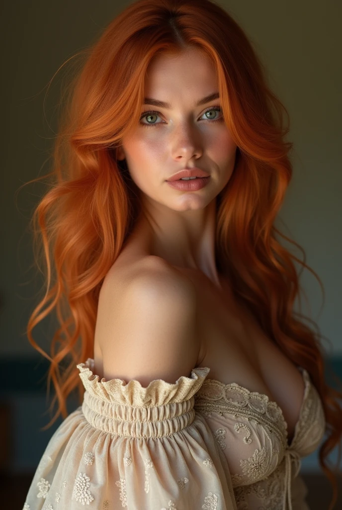A young avatar, with strong red hair, with round lenses, in a luxurious and modern room
