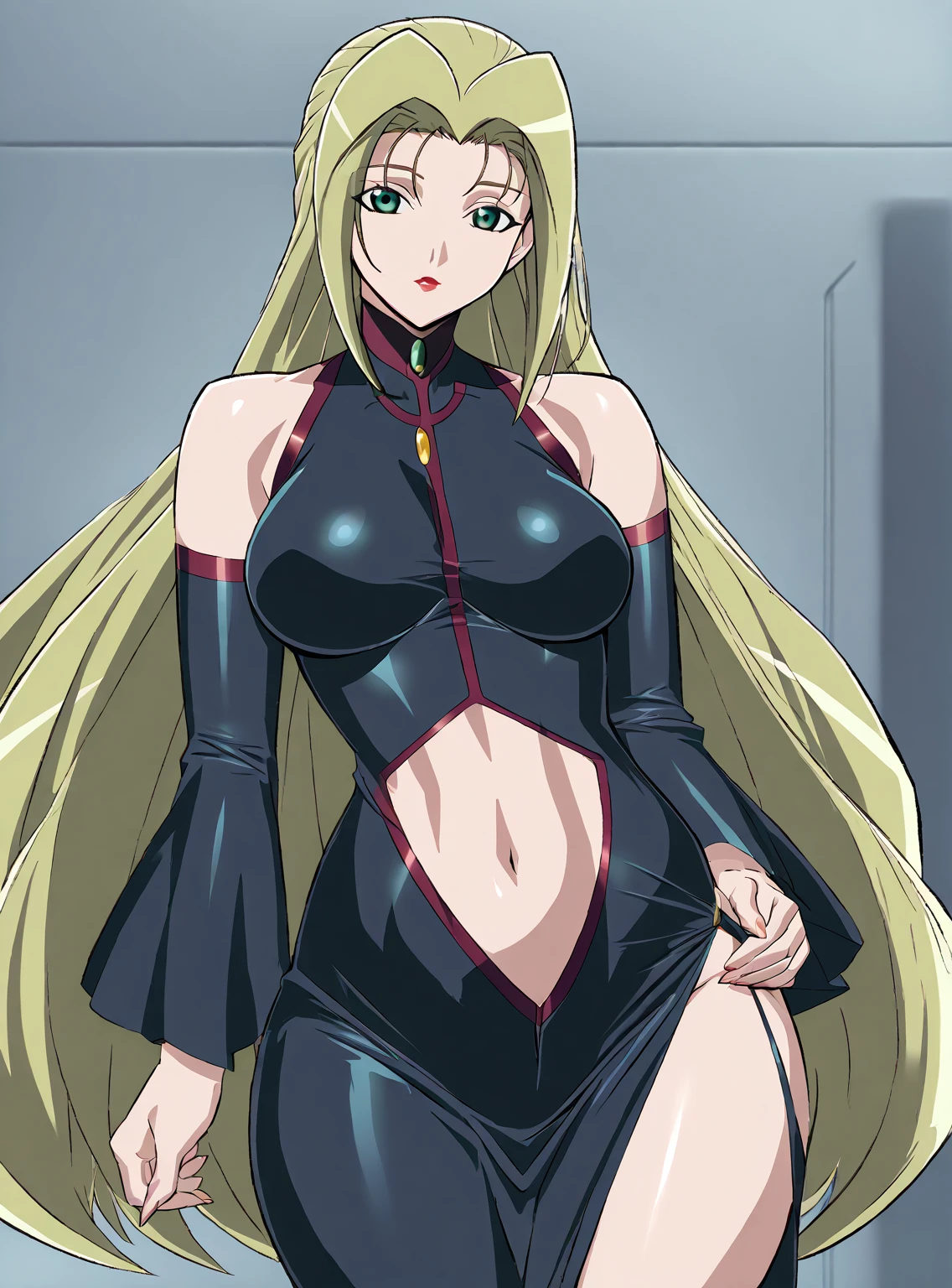 high resolution, masterpiece, necessary, detail, best quality, quality, necessary, tall details, High details, precise,
 
1girl, solo, vandread, vandread anime

Jura, jura (vandread), green eyes, blonde hair, long hair, red lips, black dress, midriff, bare shoulders

