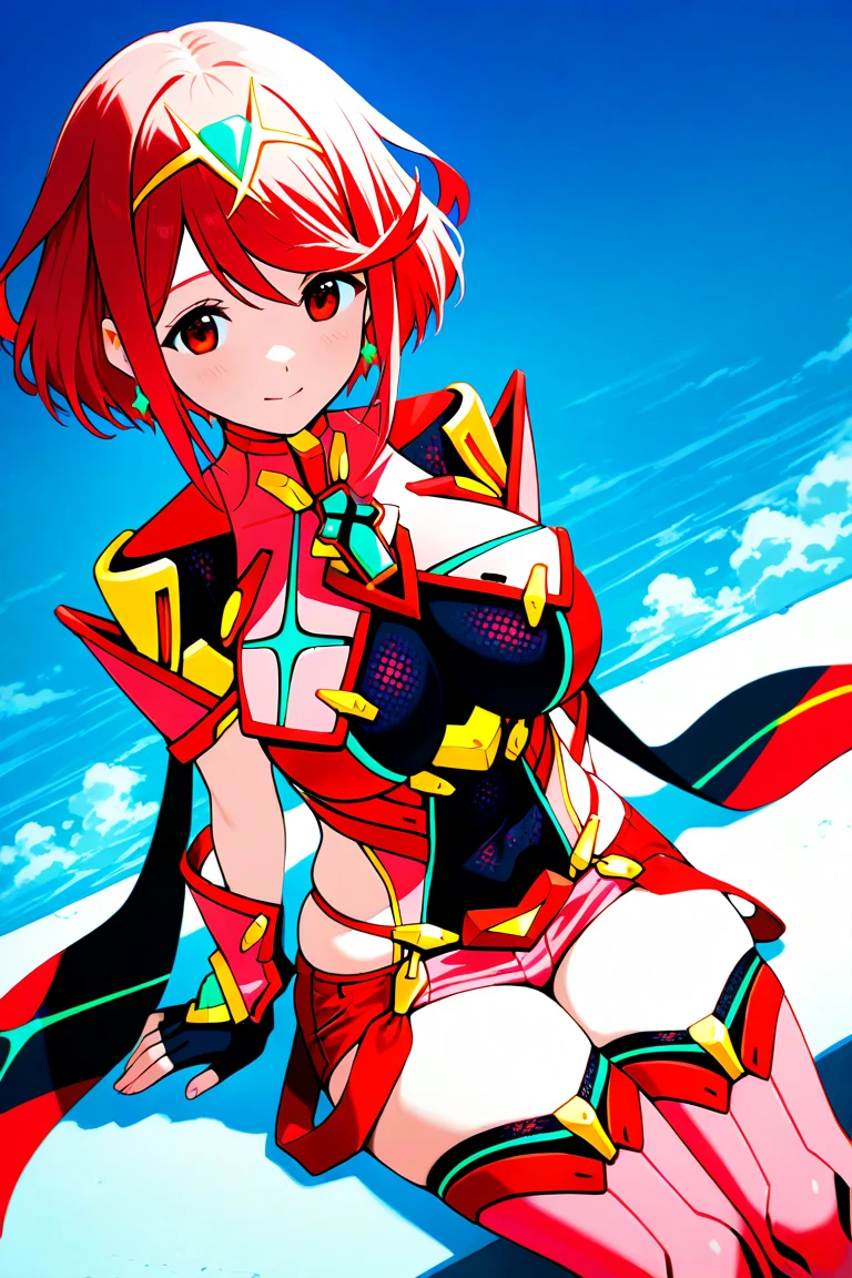 anime character with red hair and a bikini posing on a beach, gurren lagann, gurren lagan, gurenn lagann, style of gurren lagann (2007), asuka as a surfer model, cushart krenz key art feminine, asuka, ryuko matoi, cushart krenz, ((ultra realistic))