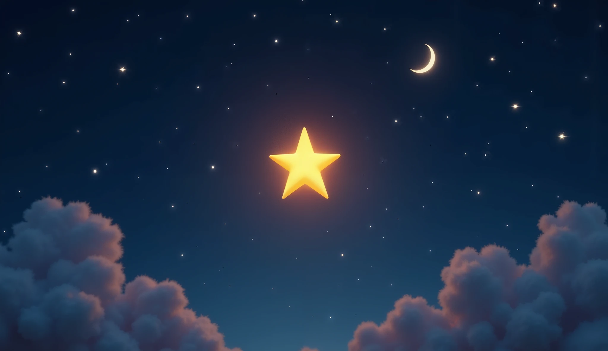 Starry night sky with a star and a crescent - SeaArt AI