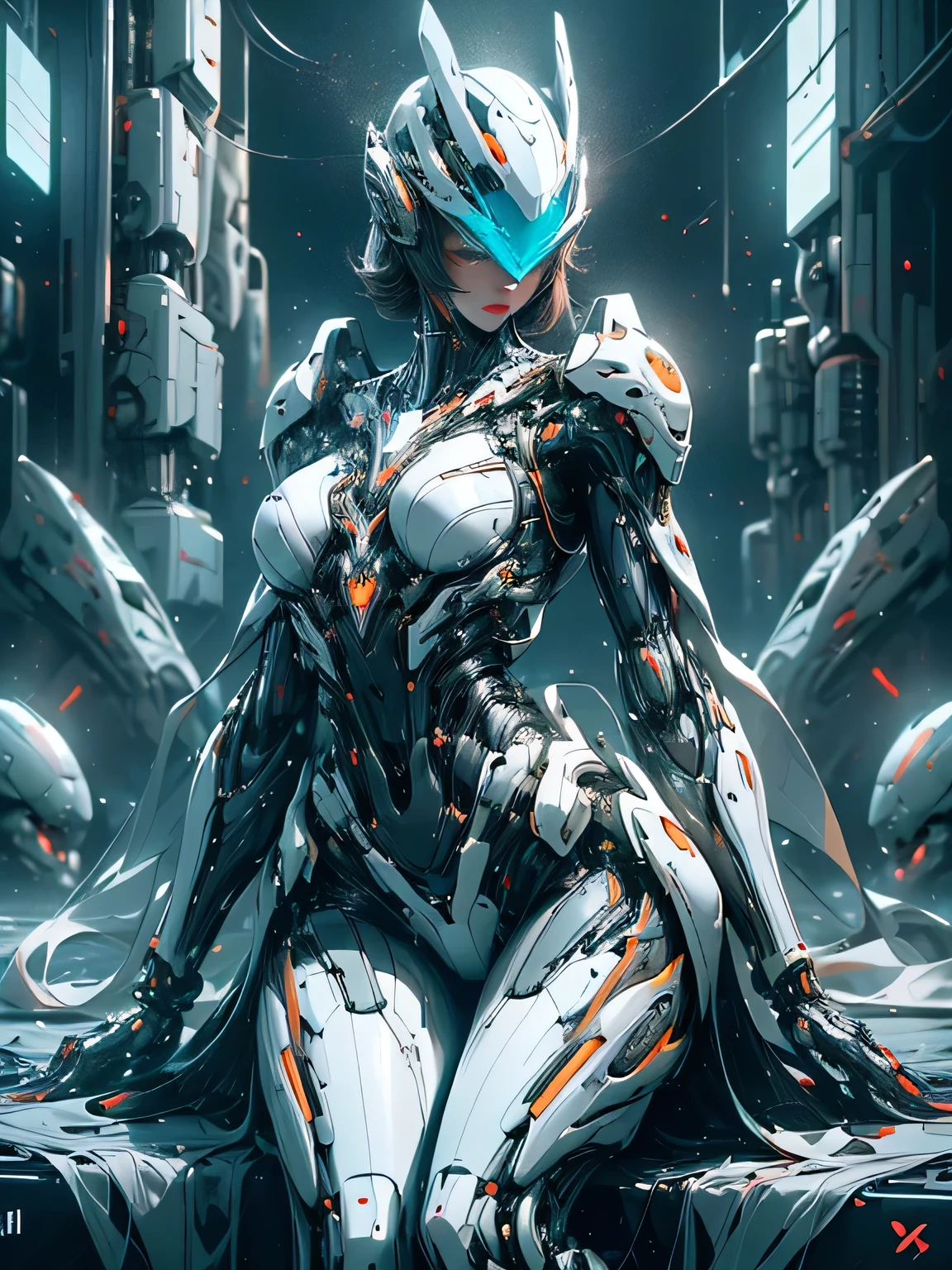 Highest quality,masterpiece,Intricate details,Browsing Caution,One girl,alone,(whole body:1.4),(A light smile),foot,Simple Background,Bright,lips,android alienígena,Simple Background,alien,In the brain (transparent:1.2) skull,(Organic Helmets),Beautiful futuristic woman with futuristic head,Dark White and Light Aquamarine Style,transparent感のある肌,Undefined Anatomy,Unusual arrangement of details,Alien World,Carved in essence,Tech Punk,spine,Exoskeleton,Colored skin,Upper Body,Shut your mouth,chest,Depth of written boundary,Ultra HD |,Dark Photos,bold, But elegant,Dense decoration,8K resolution,