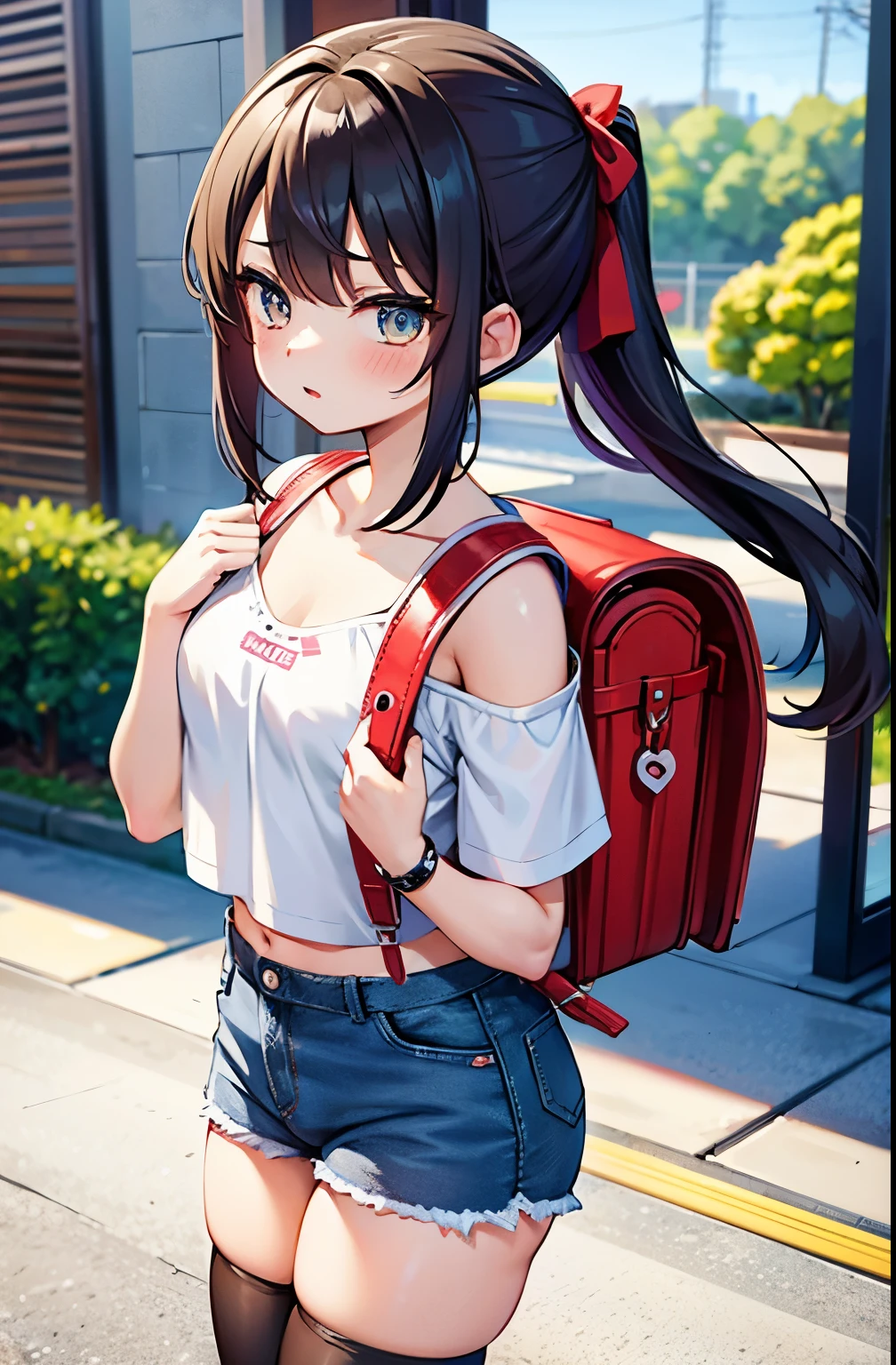 ((masterpiece)), ((best quality)), (ultra-detailed), anime style, a cute girl, 1girl, solo, gym shorts00, ((beautiful eyes)), smile