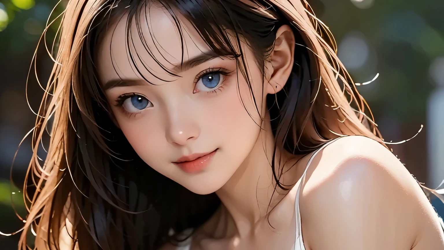 Portrait of a beautiful elegant blond woman, Full Body Portrait 、 romantic atmosphere {x} fairytale atmosphere , Attractive blue eyes, gentle face , Shining Smile , Natural Makeup , Elegant attire, kind expression, Light Blush , Warm skin tone , great lighting , Soft Shadow , high resolution digital paint , realistic style , Place your hand on your current , by expert portraitists.