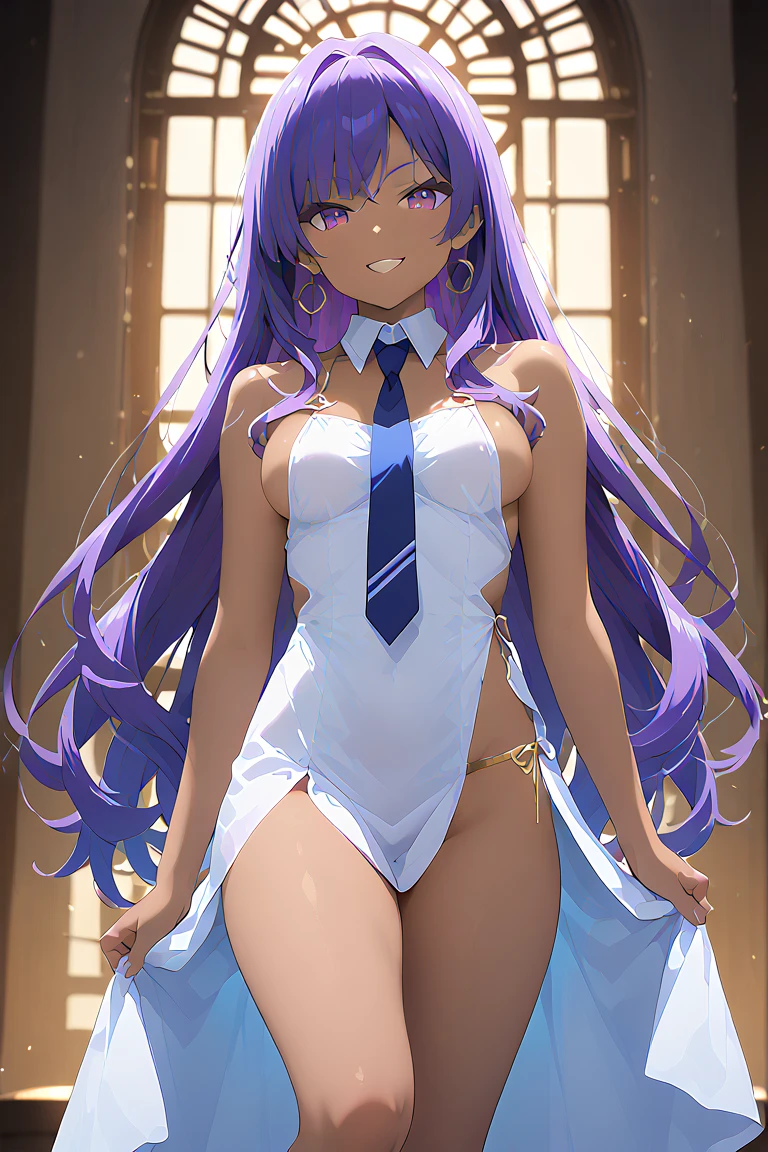 highest quality、Nice sexy body、One Woman、(solo)、((Beautiful busty woman:1.4))、(Light purple haired woman:1.3)、Short Woman、Woman with straight hair、Woman in bunny girl costume、A woman wearing a bunny girl headband、(A woman wearing a purple bunny girl leotard:1.3)、woman wearing black pantyhose