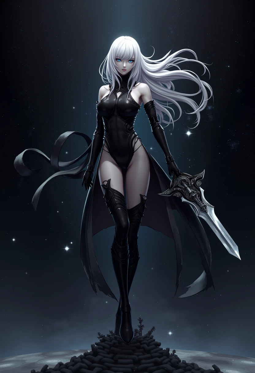 yoshida akihiko,
1girl, magnolia arch, bangs, black gloves, black thighhighs, blunt bangs, boots, cleavage cutout, clothing cutout, dress, flower, full moon, gloves, hair flower, hair ornament, high heel boots, high heels, leg up, lips, long hair, moon, naginata, night, outstretched hand, polearm, side slit, smile, solo, thigh boots, thighhighs, weapon, white hair, yellow eyes, bravely default \(series\)
<lora:yoshida_akihiko:0.6>