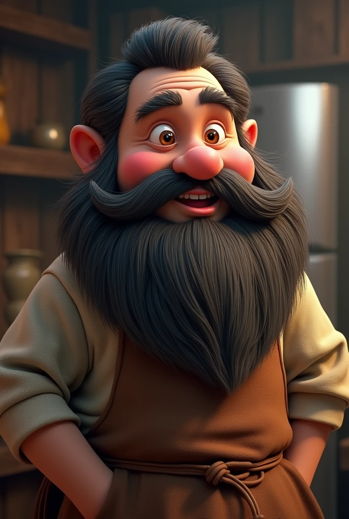 a male Disney Pixar style animated film character with long beard, high qualiy, best qualityer
