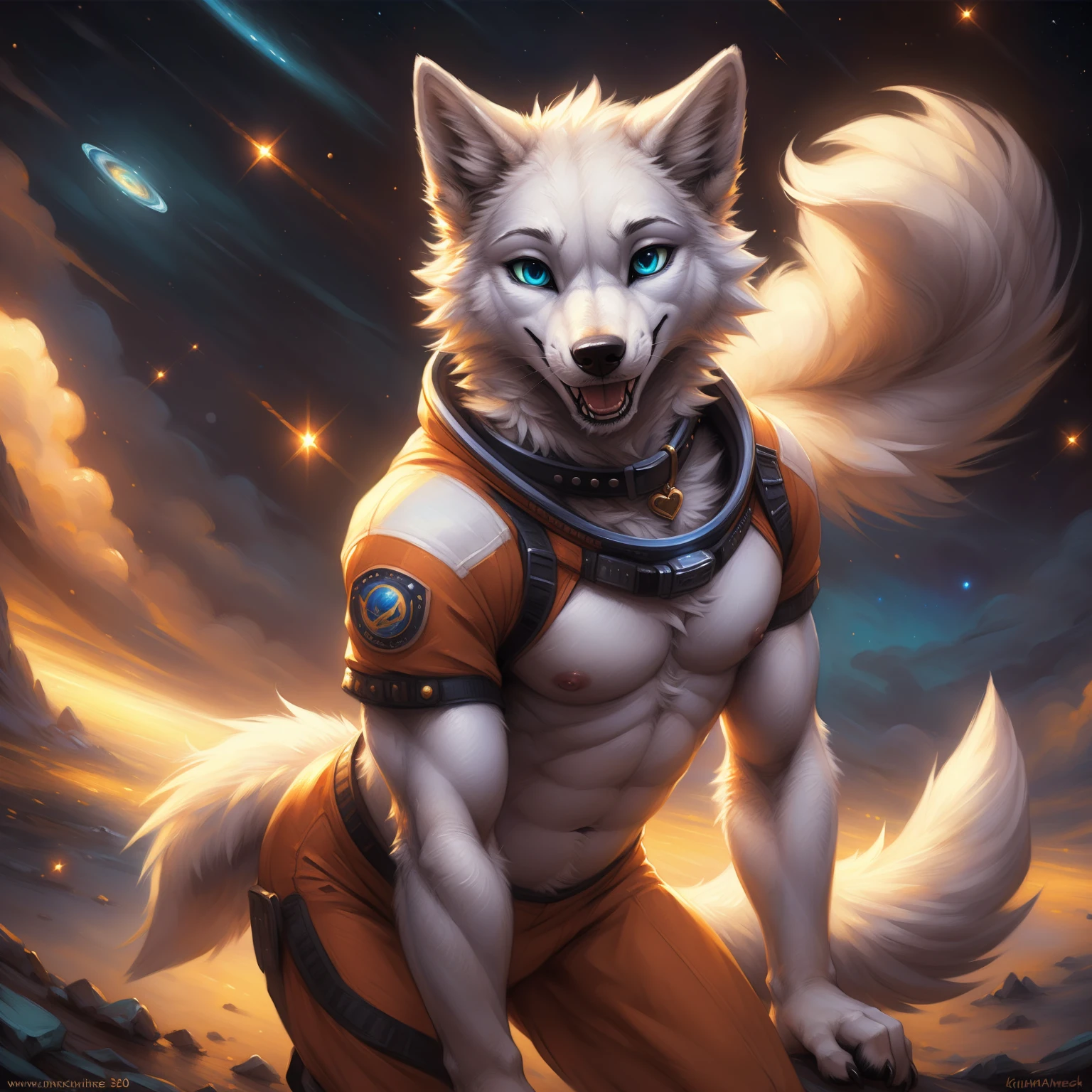 real e621, , solo, mammal, whiskers, fur, star, space, anthro, hair, hi res, tuft, detailed, brown fur, ambiguous gender, brown body, looking at viewer, sky