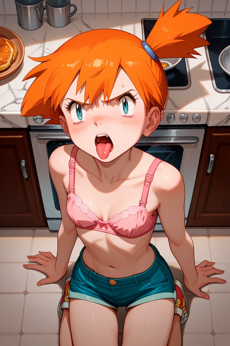 (masterpiece), best quality, ultra-detailed, 1girl( gwendolyn_tennyson, breasts, naked body, orange hair,  short hair, green eyes,  ), a shallow face, crazy smile, open mouth,  Saliva, facing viewer, looking at viewer, nose blush, blush, solo, head tilt,white shirts, torn clothes,  nipples, navel, pussy, in the bedroom, night  time,  on the bed, straddling, upright straddle, girl on top, sitting on person, 1boy, sex,hetero, woman riding sex, sex from front, pussy, penis, cumdrip from her pussy, from_below 