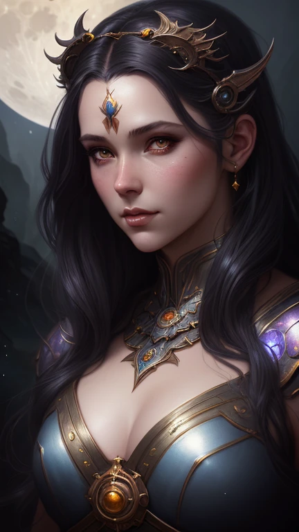  demonic goddess,  astarte, mysterious and ominous, glowing blue eyes, graceful yet sinister pose, dramatic lighting, moody and atmospheric, cinematic camera angle, (best quality,4k,8k,highres,masterpiece:1.2),ultra-detailed,(realistic,photorealistic,photo-realistic:1.37), volumetric lighting, golden hour