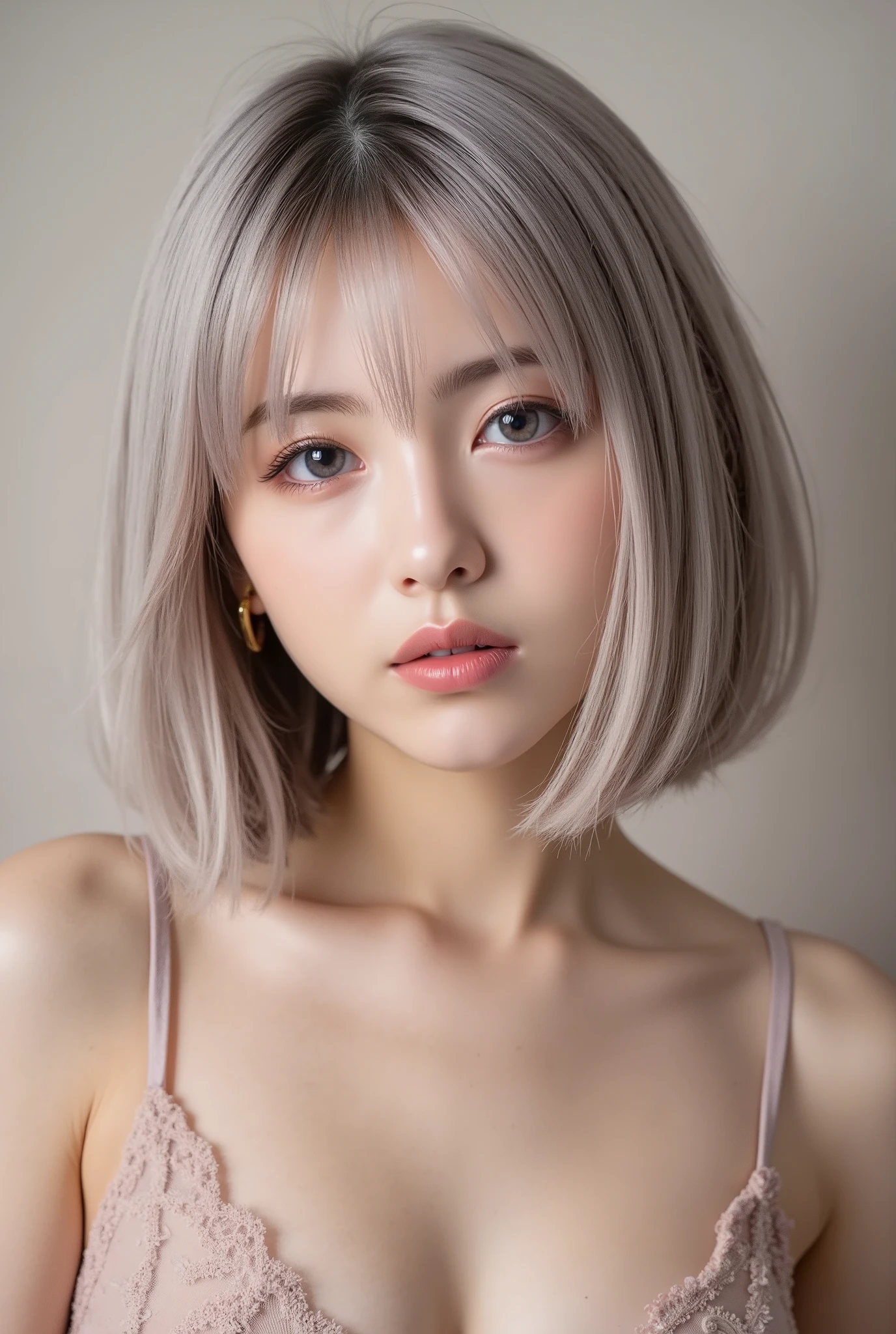 , cute face, perfect body, ((Short bob cut for gray hair:1.4))、((Beautiful Makeup)、small waist and Big Breasted , Thin legs, Big Breasted , realistic skin, Full body portrait, (repay, 8k, Masterpiece: 1.2), Japanese women fighting octopuses, 18 years old, ( High Resolution beautiful face), amazing face and eyes, ( best quality : 1.4), ( ultra detail ), ( High Resolution CG integrated 8K wallpaper), High Resolution , High Resolution raw color photo, professional photography, Realistic portraits, amazing face and eyes, depth of field, (( exquisitely designed , gorgeous colorful adult costume)), (( exquisitely designed , gorgeous colorful adult shorts, High Resolution panty portrait, Extremely Detailed Panty Drawing)), (( Unique Poses Showing Panties ), (( spread legs, and raise your leg)) open their mouths slightly, (((Lifting skirt herself))), ( Lift Herself), Race Panties , small panties, panties with a thin face, 可愛い18 years oldの韓国のアイドルの女の子の生写真,blunt bangs , small breasts, Cleevidge , Japanese God, 1 GIRL, glamour , Japanese Pornstars,The chest is open、A raw photo of a cute 18-year-old Korean idol girl showing a cute transparent sexy bra