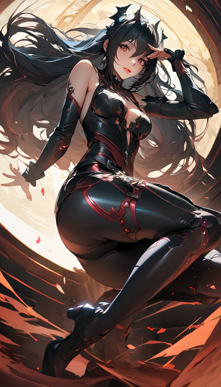 girl Carnage, symbiont attached, sexy, revealing, dynamic combat action, mid attack stance, highly detailed, vibrant appearance, spontaneous creative behavior, extremly detailed, imaginative, sensual, spontaneous, small breasts, sexy, revealing, highest quality, skin texture, intricate details, (cinematic lighting), RAW photo, 8k, masterpiece,best quality,ultra-detailed,very detailed illustrations,extremely detailed,intricate details,highres,super complex details,extremely detailed 8k cg wallpaper,