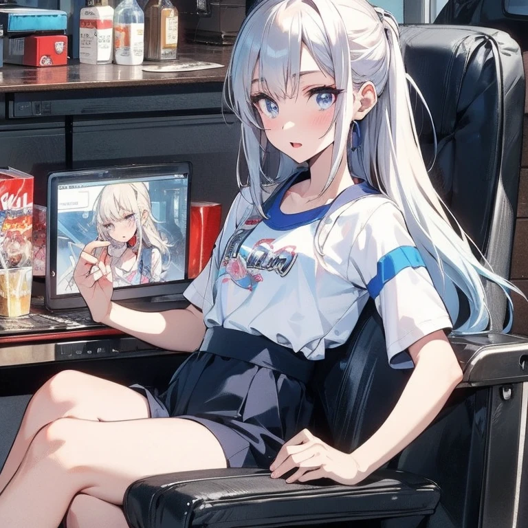 1girl, Laura bodewig, grey hair, infinite stratos, red eys, wearing black shirt, eyepatch, denim shorts, high res, ultrasharp, 8k, masterpiece, looking at viewer