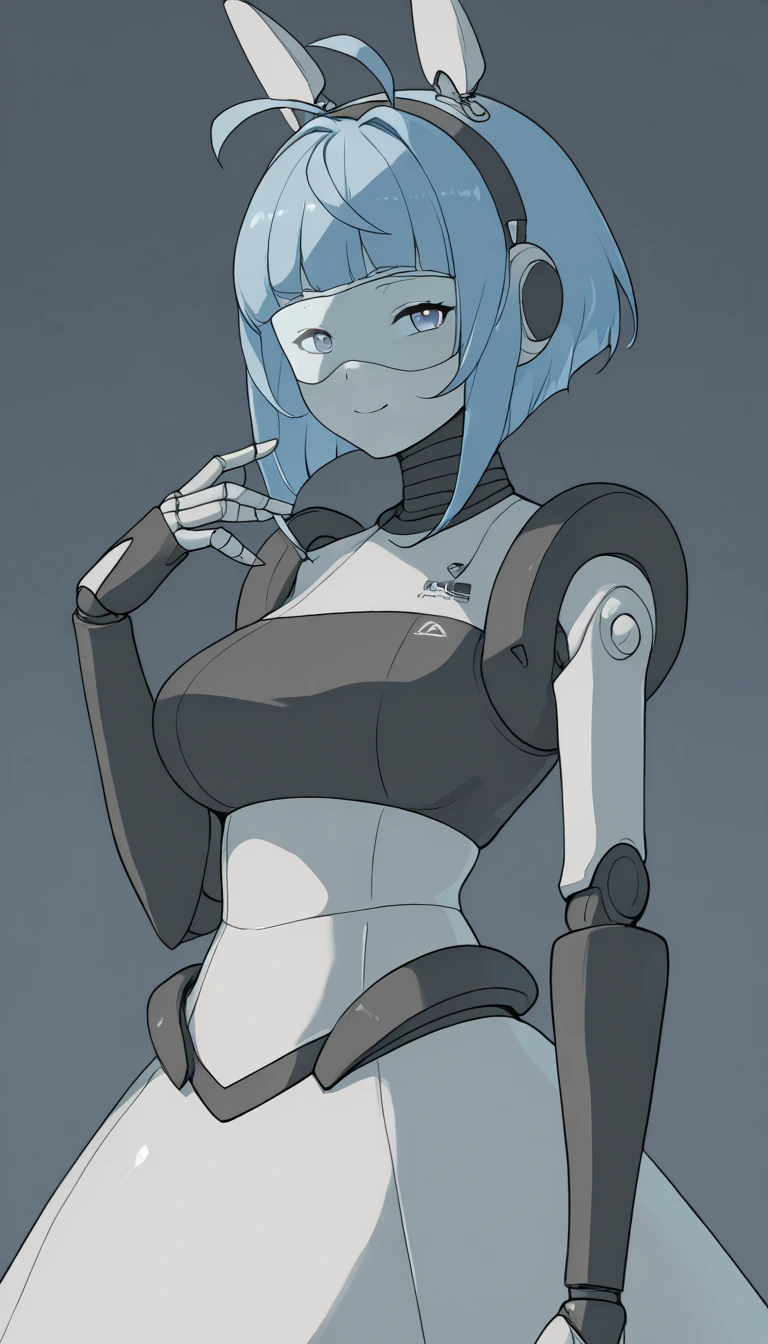 masterpiece, best quality, extremely detailed, (8K, 4K, Best Quality, hight resolution, 超A high resolution:1.1), ,8k portrait, Japaese android Girl,Plump , dark black leg cover,announcer,control panels,android,Droid,Mechanical Hand, Robot arms and legs, Black Robot Parts,purple long hair,Mechanical body,Blunt bangs,perfect mechanical abdomen,black robotics parts,perfect robot woman,future laboratory,cyber pank,charging spot,laboratory,long tube,thick cable connected her neck,black ceramic body ,perfect mechanical body, black robot body,lod antenna,mechanical ear cover,android,robot humanoid,black sponge joints,The removable cover is in the groin,The connection port is in the groin,opened chest panel,access panel on the chest,opened breast panel,perfect mechanical breast,perfect black machine body,perfect black android body,She has repaired,assembly plant,no human skin,visor,mistyrobot,,smile,spread arm,robot joint,doll joint,robotization,mecha musme,robot transformation,dress,android,fellatio,yuri,lesbian,raiden shogun 