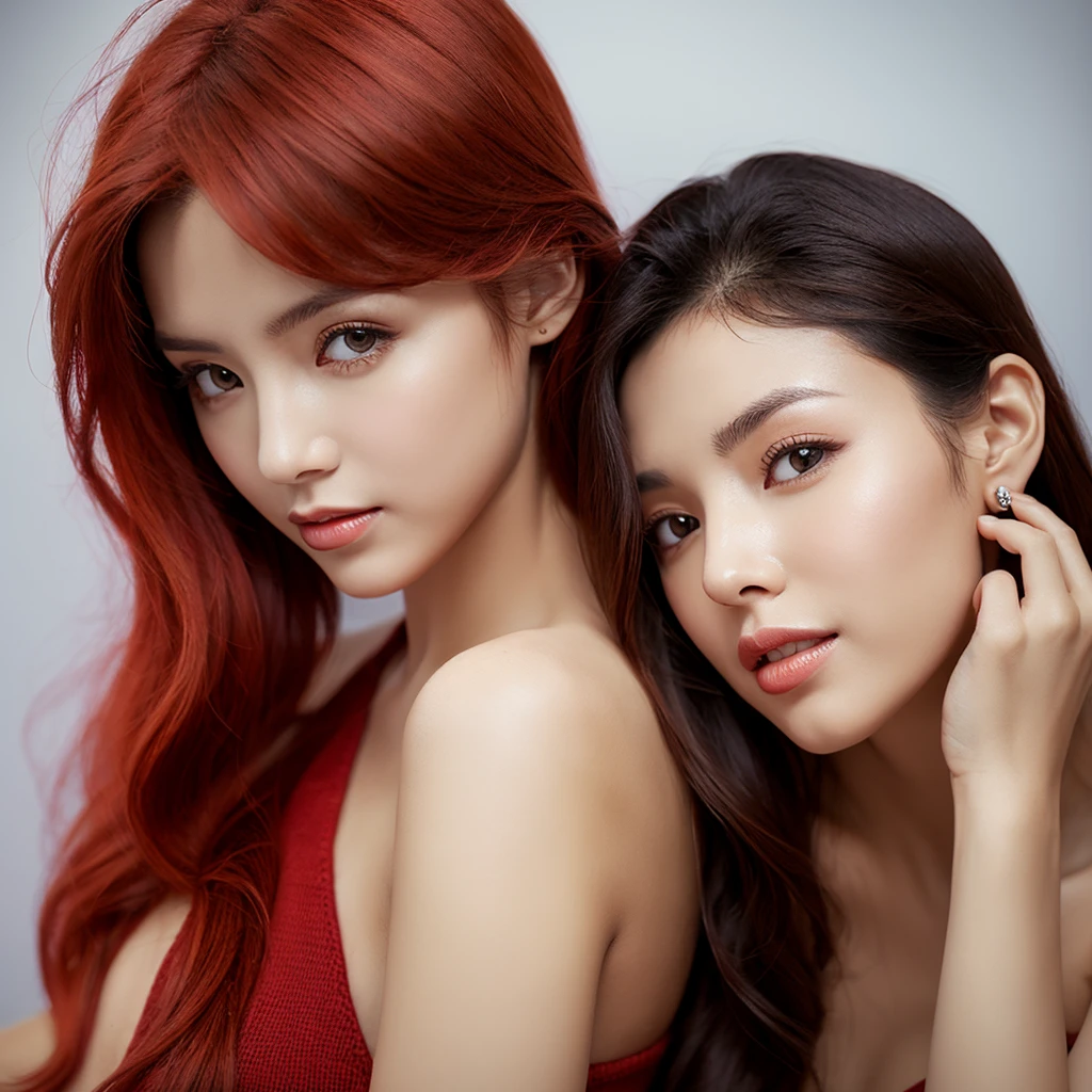 best quality, realistic, front pov, (a 28 years old female Indonesian supermodel), (perky nipples), (perky breasts:1.1) small breast, seductive smile, (dark red hair:1.5), (long hair) (straight hair:1.1), perfect eyes, sharp details, detailed face, face makeup, cheeks blush, eyeliner, eyeshadows, lip gloss, topless, (deep focus), (hard lighting), (realistic lighting:1.0), half body shots, cowboy shots, black star neck lace collar, show breast, seduce lips, seduce eyes, (black sack dress:1.2)