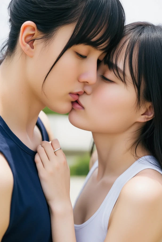 Two beautiful and cute Japanese women aged 35,Caressing a man while completely naked、Euphoric、Looks happy