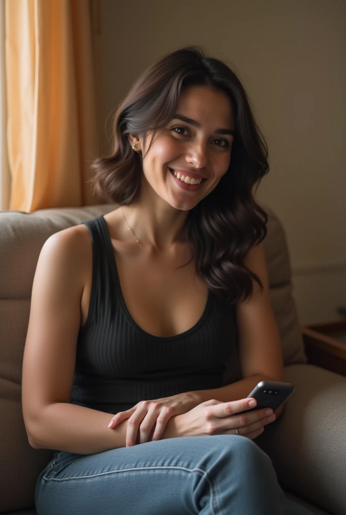a dressed southamerican woman laughing at the office, shot with Sony Alpha a9 II and Sony FE 200-600mm f/5.6-6.3 G OSS lens, natural ligh, hyper realistic photograph, ultra detailed –ar 3:2 –q 2 –s 750

