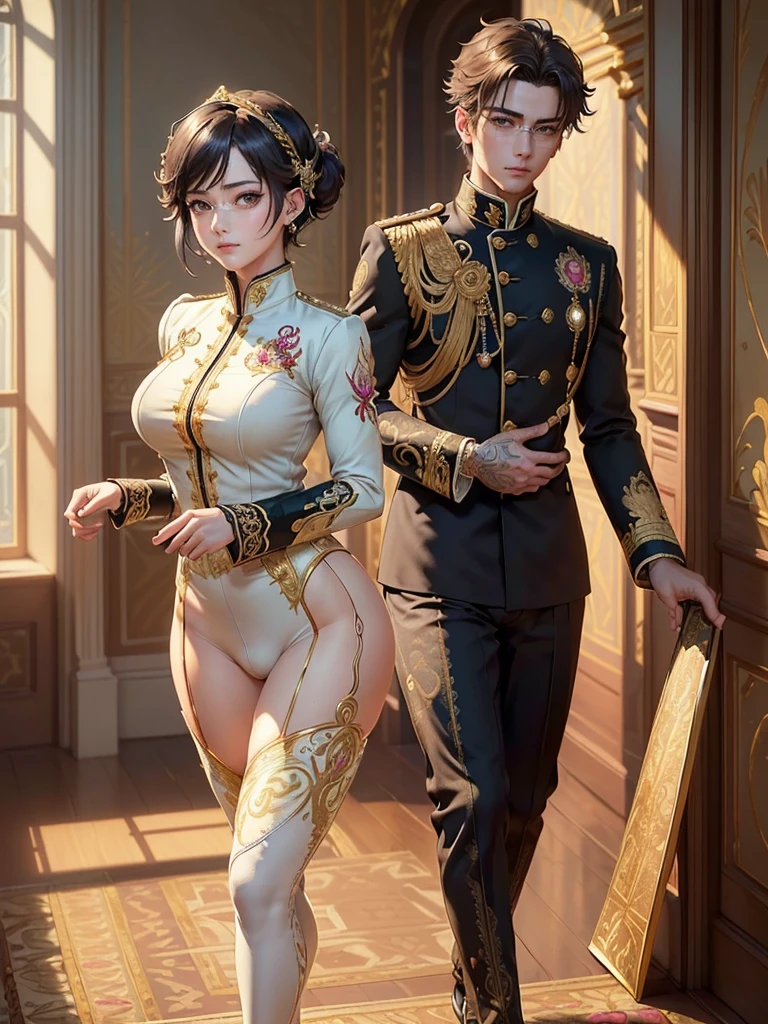 Obra maestra, of the highest quality, 8k, Muy detallado, vector, of the highest quality, A handsome 23-year-old young idol and a beautiful 20-year-old girl., de moda, Being caught on camera、Multiple cameras、Disparo en curso、Modelo、romance, pareja, amante