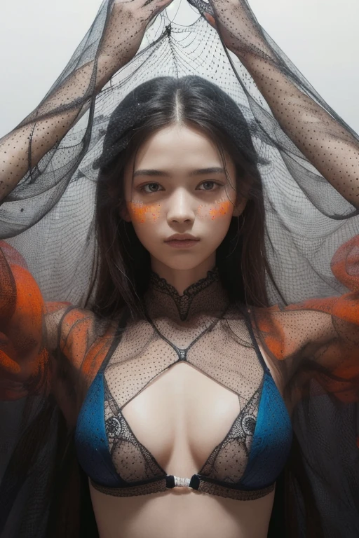 beautiful woman, 1girl, blindfolded, tied up, handcuffs, wearing bra and short jeans, on jail, sensual, erotic, attractive body, highquality, photorealistic, 8k, masterpiece, highly detailed, dramatic lighting, cinemati, dynamic pose, intricate details, realistic skin textures, vivid colors,, strong contrasts