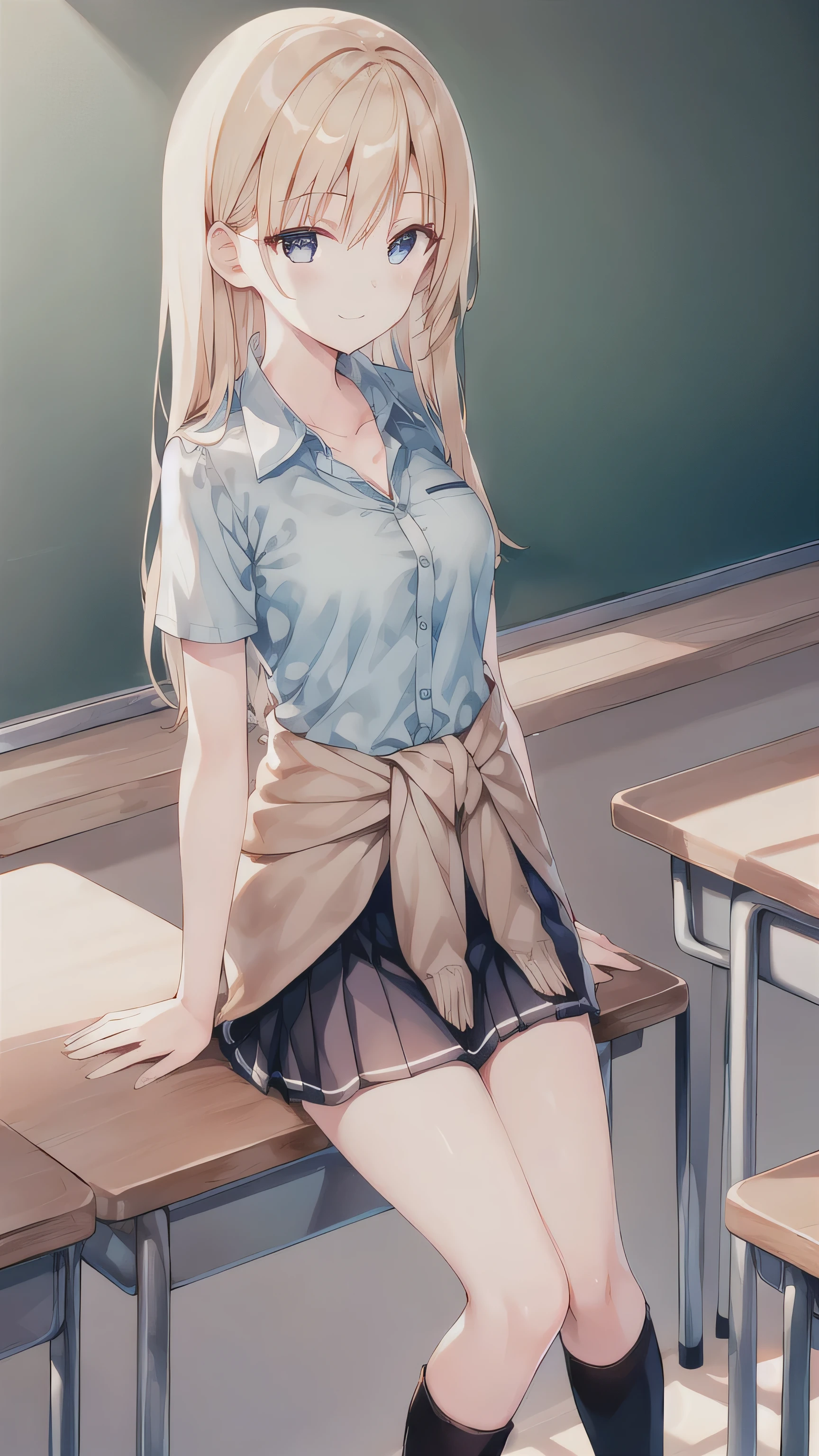 There was only one girl ,blond, long hair, eyes:1.5), ( medium chest :1.2),
pink skirt,Clothes are tied to the waist ,school uniforms, skirt,Boots,Show your knees,The skirt has wrinkles ,rest, special skirt , skirt, Seto Fuku,Low-cut,boots,cleavage rest ,While looking at the audience,lie, Protruding nipples,Standing,classroom,desk,blackboard,Podium,chair,textbook,With a smile,Smile,
( masterpiece:1.2), best quality , high resolution , Unity 8K Wallpaper , (illustration:0.8), ( beautiful and detailed eyes:1.6), with extremely fine facial details , perfect lighting , Extremely Detailed CG , (perfect hands),