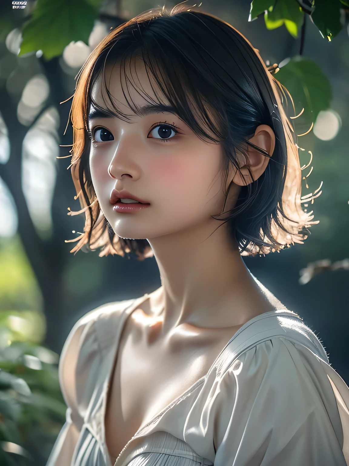 xxmix_girl,portrait of a woman,fluffy short hair,polaroid,film,graininess,smile,cold,(((huge breasts))),castle,forest,fog,sunshine,vine,tindal effect,sunny,(best quality),((masterpiece)),(highres),(extremely detailed 32K wallpaper),(panorama:1.5),
(((dramatic))),((((gritty))), (((visual impact))), dynamic and visually striking appearance,upper_body,hyper_galaxy,universe,