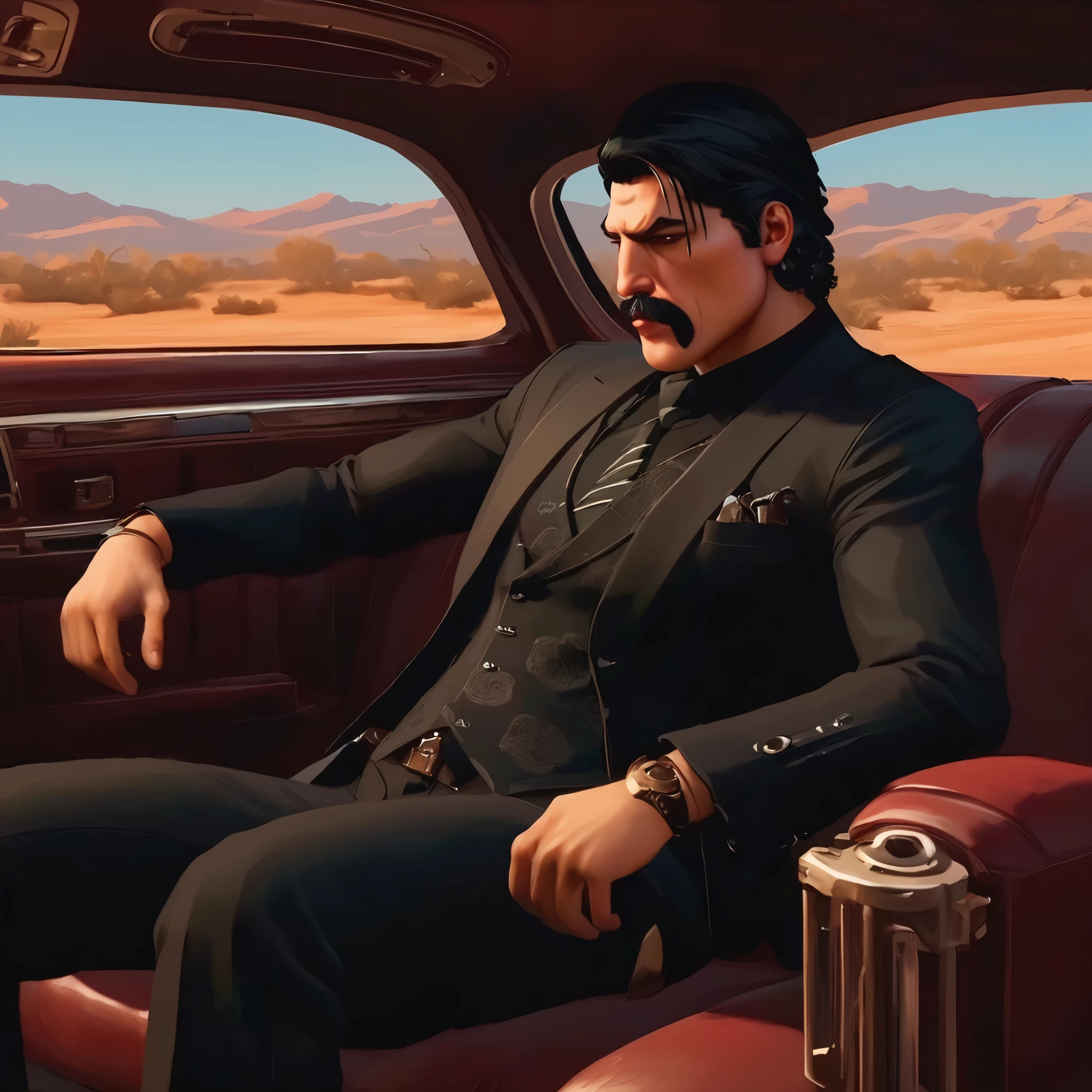 score_9, score_8_up, score_7_up, 1 boy, (((driving, inside car))), bodyguard, sit, the Nahualli , Serious, dangerous man, elegant, elegant, He's a gangster, (((black coat, long coat, black suit))), ((( realistic , Detailed , photo realistic ))), (((close up, de cerca)))