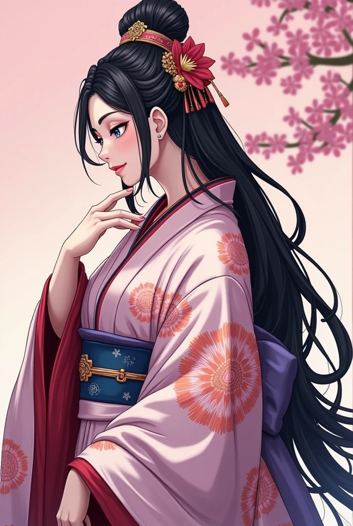 Twelve-layered  kimono，(Masterpiece,  best quality ,  best quality ，aesthetics:1.2)，From the side，Ezvian Everywhere，1300 years ago，Japan_ Heian period，Noble，１ beautiful princess ，  beautiful skin，( straight hair 　length,  beautiful black hair)，( kimono　Gentle pink color　The beauty of layered colors)，Silk luster， layered color ，Hakama Hems Long ， dreamy， elegant ， best quality ，beautiful anime illustration art、