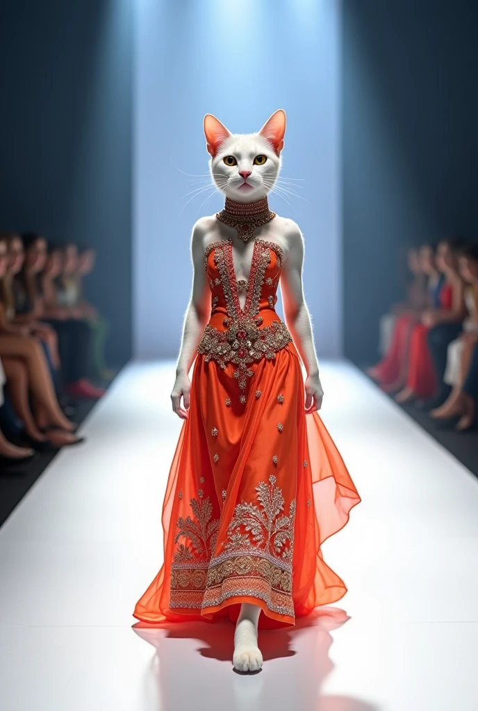Cat
in a dress fasion show competitions