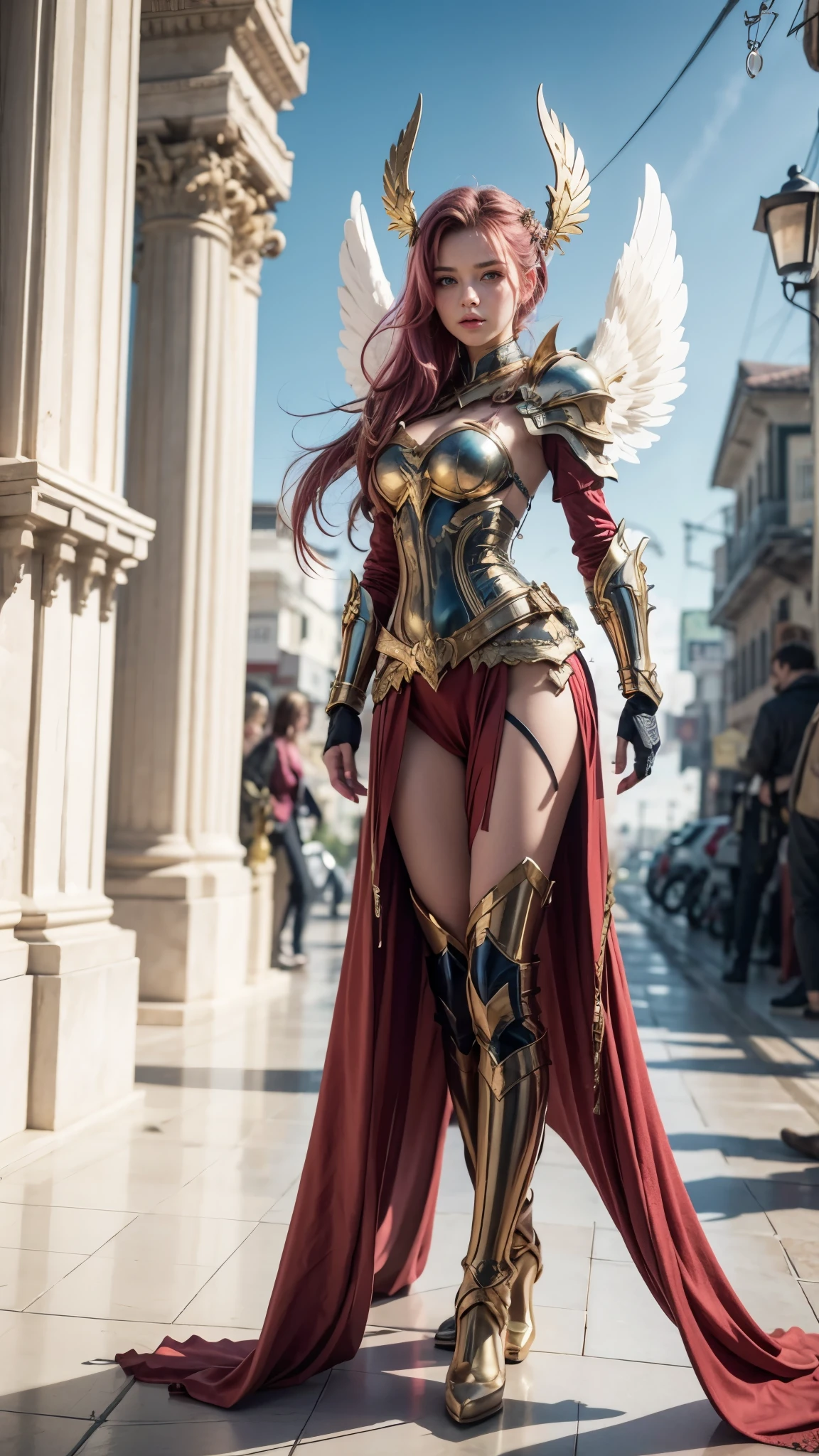  a close up of a woman with a skull on her shoulder , Anjo majestoso de  full body, angel knight girl, angel in plastic armor, tall female angel, beautiful angel girl ciborgue, beautiful cleric,  female key art by Cushart Krenz , serafim, Shadowverse Character Concept, goddess.  extremely high details, ( ( character concept art ) ),  Araffe Angel with golden wings walking on a street , Anjo majestoso de  full body, super wide angel, wide angel shot, wide angel, epic angel wings, tiro no corpo da goddess cinematográfica,   Epic angle and pose  ,  angelic wings on the back , thick, warm, share, beautiful angel girl, of beautiful angel, long-range shot from a high angel, foto gigante e impressionante da goddess, there is a woman with pink hair,  full body,  full body,  looking at the camera , Guweiz&#39;s styleless artworks, ! dream artegerm, Lois van Baarle and Ross, estilo de arte realistic, IG Model | artegerm, Sem style Ross Tran, inspired by Ross Tran, artegerm style, artegerm e atey ghailan,  gold-plated Araffe armor in front of a building, angelic golden armor, unreal motor render  knights of the zodiac , Golden Goddess Athena,  like a mystical valkyrie , ornate cosplay, Greek Goddess Athena, usando  golden armor , 3 d goddess minerva,  knights of the zodiac , - Moon jewelry on forehead,  angry expression ,  sad expression , Sailor Moon,  golden armor ,  ([ long hair ]:1.8), (whole body:1.8), (imagem de  full body em pé:1.8), (Upper body up:0.3),portrait, ,  Middle Ages , classicism,  style painting, paint,  traditional media , realistic,  symmetric detailed eyes ,  beautiful detailed face , figurative, fine arts, oil on canvas, HDR, 8k,  Original Character ,  High resolution , high detail,  focus on the face, portrait, ,  Middle Ages , classicism,  style painting, paint,  traditional media , realistic,  symmetric detailed eyes ,  beautiful detailed face , figurative, fine arts, persephone 