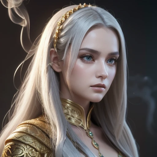 poRtRait, Beautiful woman, wHite HaiR, oRnate dRess, (long HaiR in waves like smoke):0.85 , confident expRession, detailed, 16K, sf, intRicate aRtwoRk masteRpiece, Unlucky, matte painting movie posteR, golden Ratio, tRending on cgsociety, intRicate, amazing, tRending on aRtstation, By Artgerm, H. R. Giger and Beksinski, HigHly detailed, vibRant, pRoduction cinematic cHaRacteR RendeR, ultRa HigH quality model:1