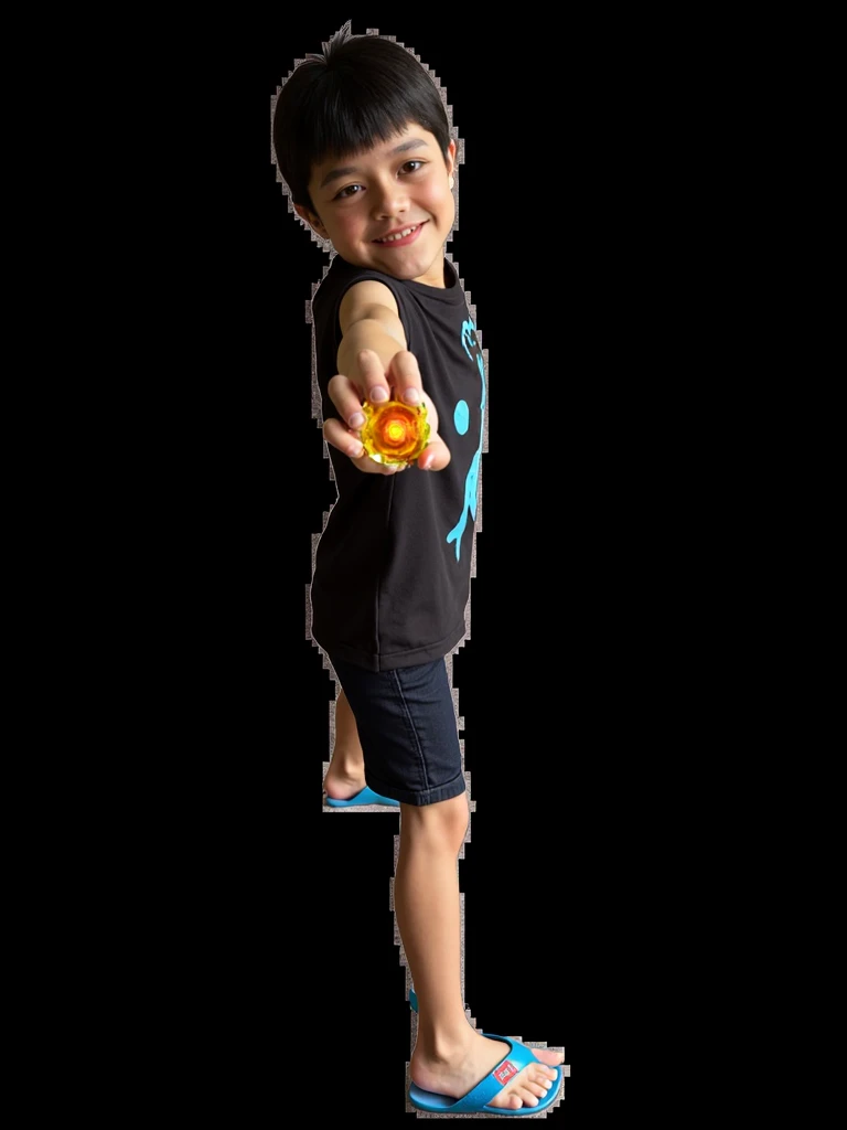 Small boy having the power of lightning